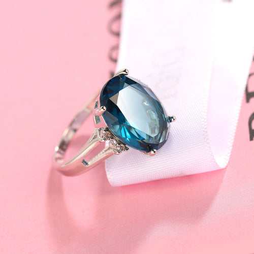 Blue Black Zircon Decorative Ring
