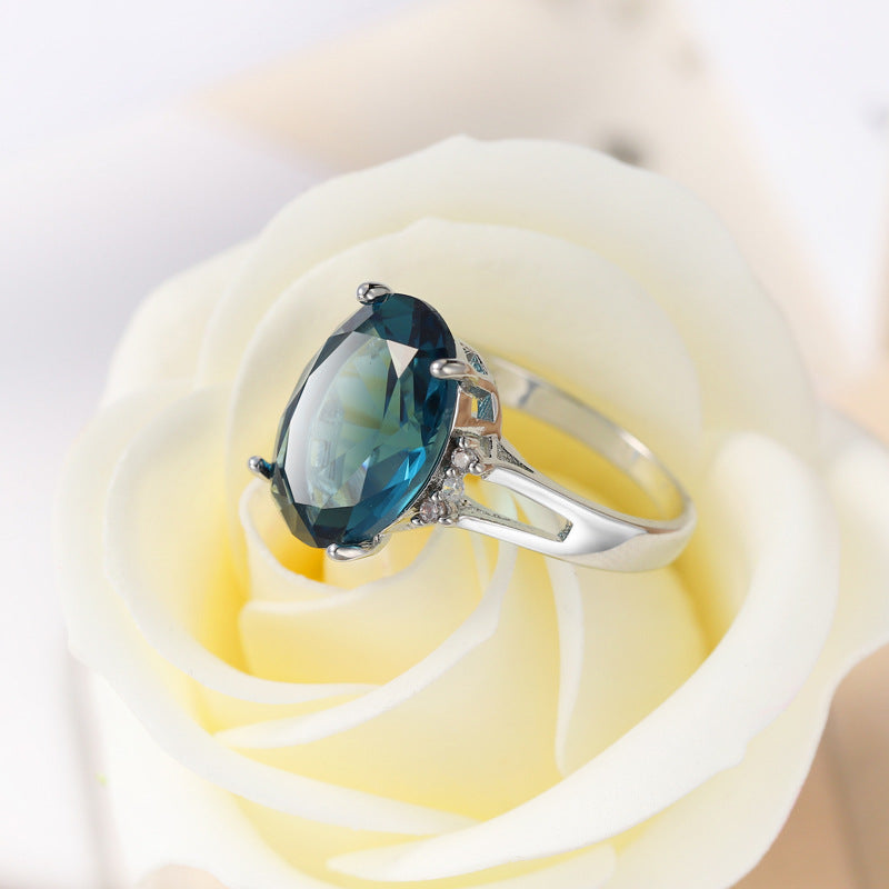 Blue Black Zircon Decorative Ring