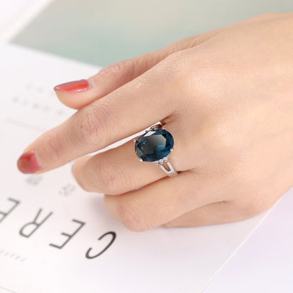 Blue Black Zircon Decorative Ring
