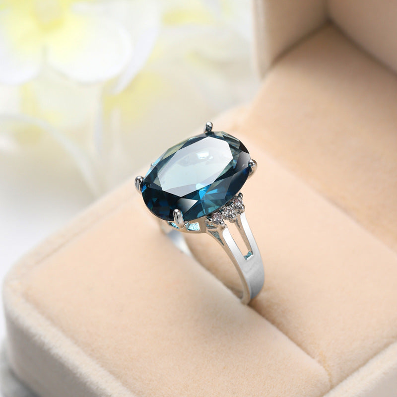 Blue Black Zircon Decorative Ring