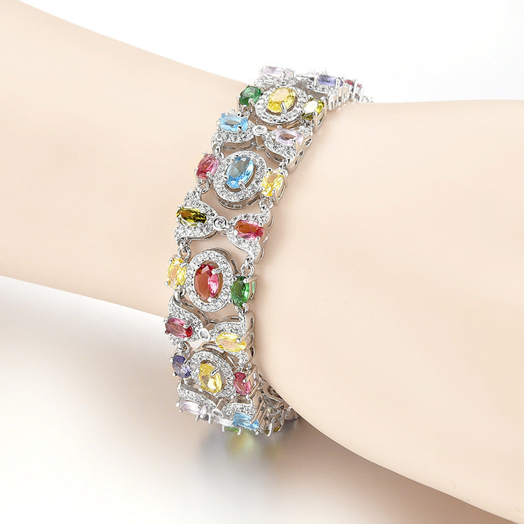 Colorful Light Luxury Full Diamond Women's European And American Fashion Bracelet
