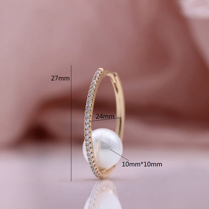 Pearl Trendy Champagne Gold Inlaid Zircon Earrings