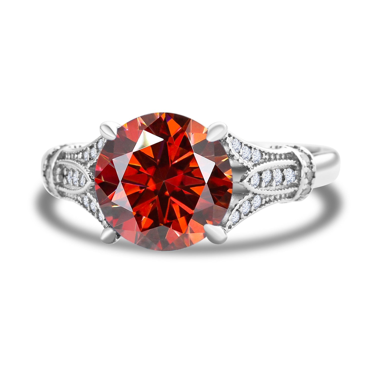 Moissanite Row Diamond Ring Female Exaggerated Sterling Silver Simple