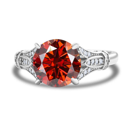 Moissanite Row Diamond Ring Female Exaggerated Sterling Silver Simple