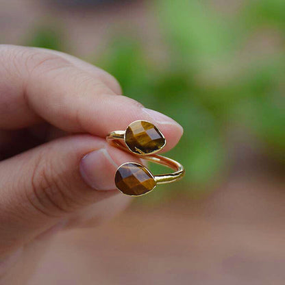 Popular Accessories Tiger Eye Ring Natural Stone Twisted Ring