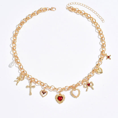 Cross Pendant Fashion Exaggerating Heart-shapaed Necklace Bracelet
