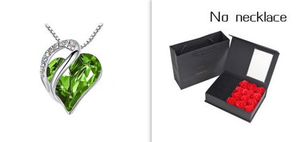 Heart Shaped Crystal Necklace Pendant for Women - Silver