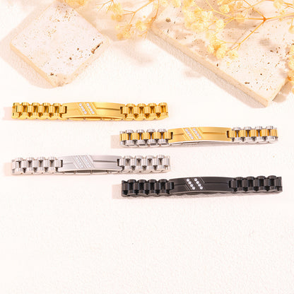 Women's Simple And Versatile Diamond Inlaid Curved Titanium Steel Bracelet