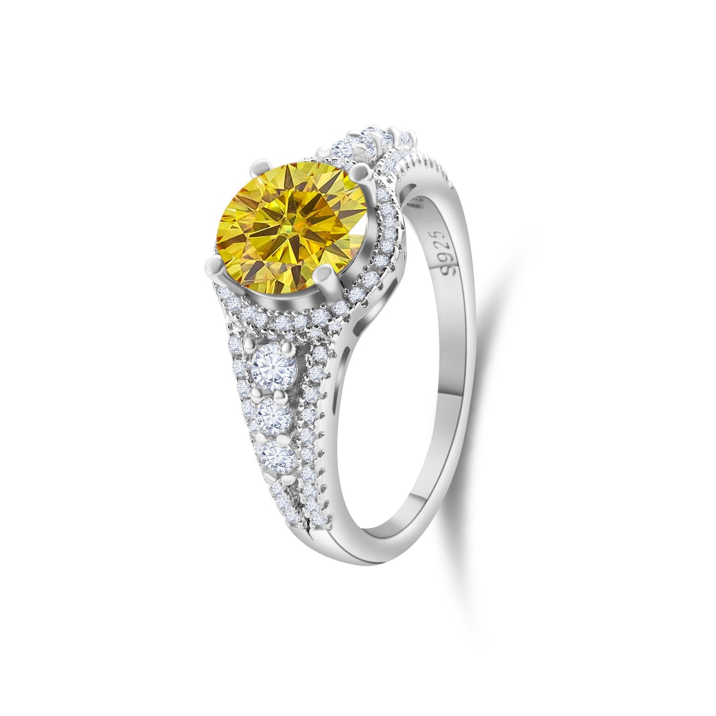 2CT Color Moissanite Ring Sterling Silver S925