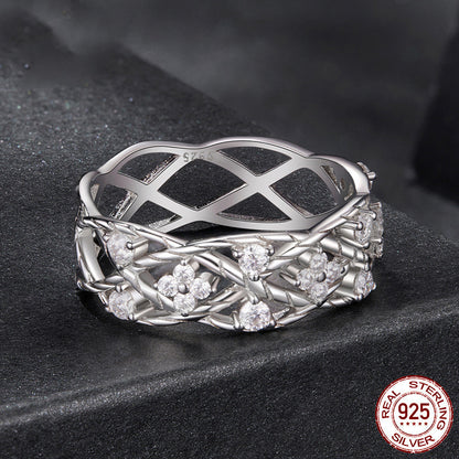 Moissanite Ring Luxury High-grade Line S925 Sterling Silver Ring