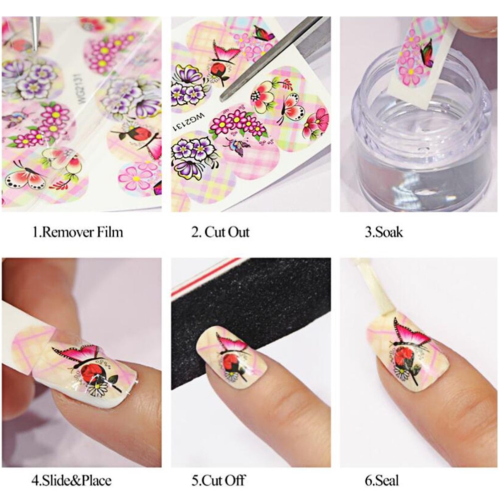 1pcs Nail Sticker Butterfly Flower Water Transfer Decal Sliders for Nail Art Decoration Tattoo Manicure Wraps Tools Tip JISTZ508 Louisiana Mart
