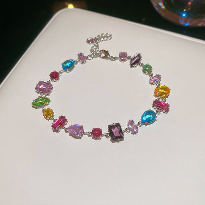 Irregular Geometric Zircon Drop-shaped Bracelet