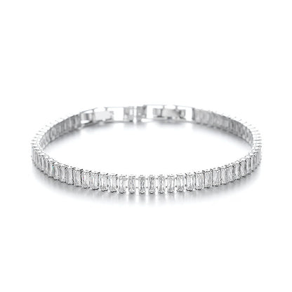 European And American Simple Rectangular Affordable Luxury Style Full Diamond Fashion All-match Bracelet