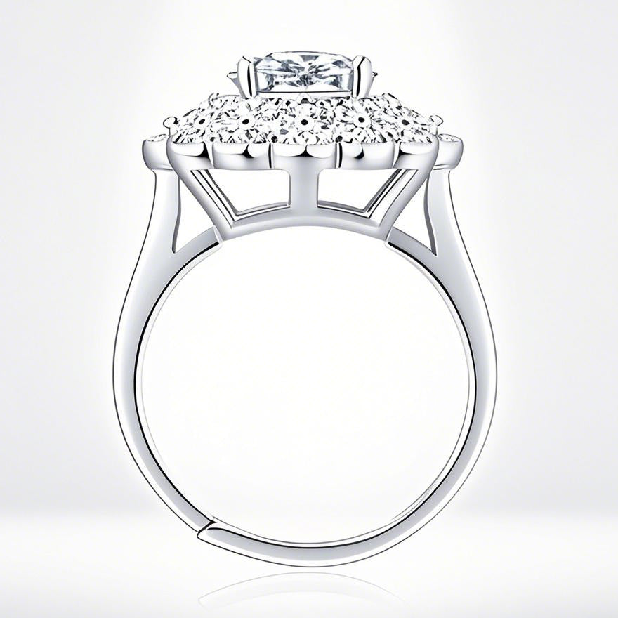 Women's Simple And Versatile S925 Silver Moissanite Ring Flowers