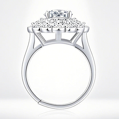 Women's Simple And Versatile S925 Silver Moissanite Ring Flowers