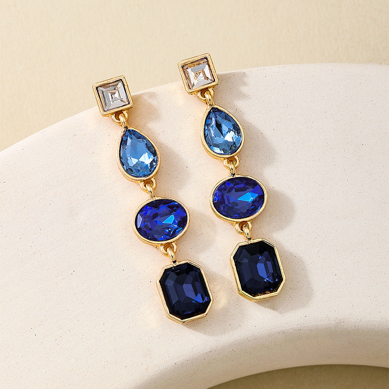 Women's Rhinestone Ear Studs in Louisiana | Geometric Water Drop