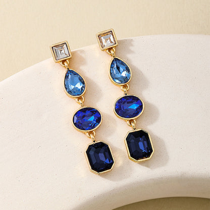 Women's Rhinestone Ear Studs in Louisiana | Geometric Water Drop