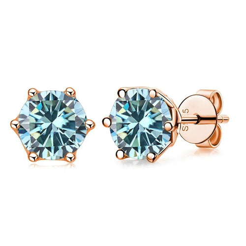 Women's Moissanite Sterling Silver 1 Karat Mulberry Stone Stud Earrings