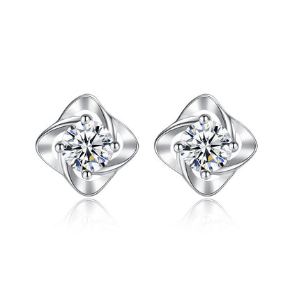 Women's Silver Clover Ear Studs in Louisiana | S999 Pure Silver