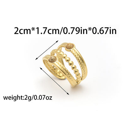 Natural Stone Multi-layer Open Ring Advanced Stainless Steel Ring