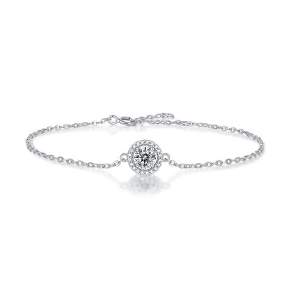 S925 Silver Light Luxury Moissanite Round Bag Bracelet