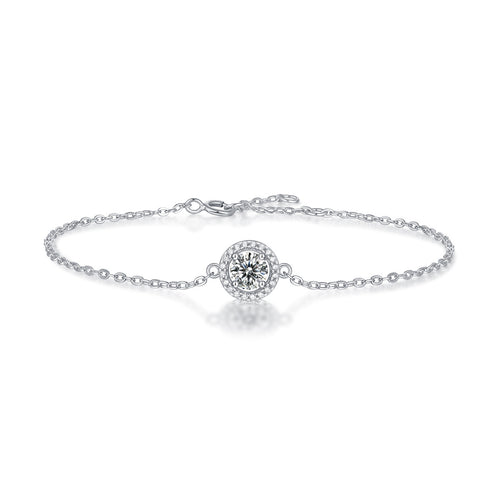 S925 Silver Light Luxury Moissanite Round Bag Bracelet