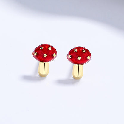 925 Sterling Silver Mushroom Personalized Earrings