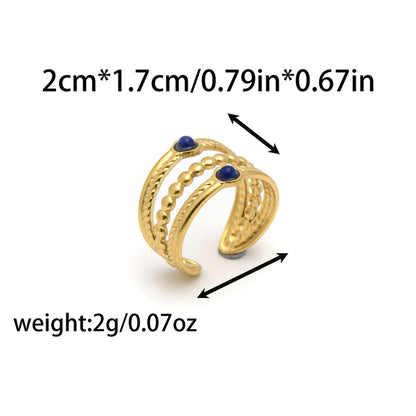 Natural Stone Multi-layer Open Ring Advanced Stainless Steel Ring