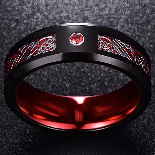 Stainless Steel Ring With Diamond Dragon Pattern Patch Cross-border Hot Ring Factory Wholesale