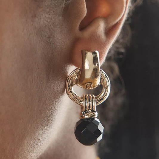 Stainless Steel Black Crystal Earrings Titanium Steel Earrings