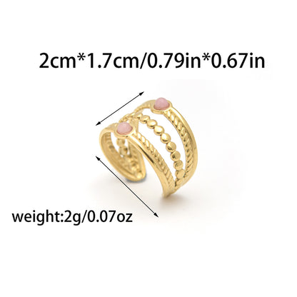 Natural Stone Multi-layer Open Ring Advanced Stainless Steel Ring