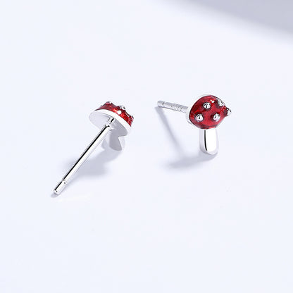 925 Sterling Silver Mushroom Personalized Earrings