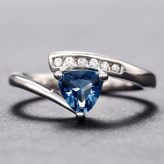 Women's Twisted Arm Micro-inlaid Blue Black Zircon Ring
