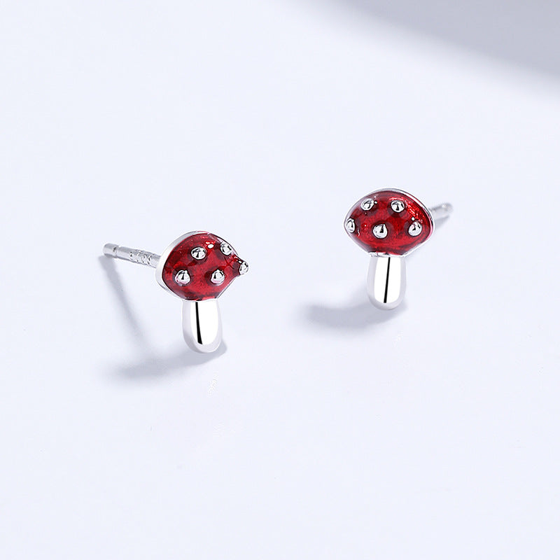 925 Sterling Silver Mushroom Personalized Earrings