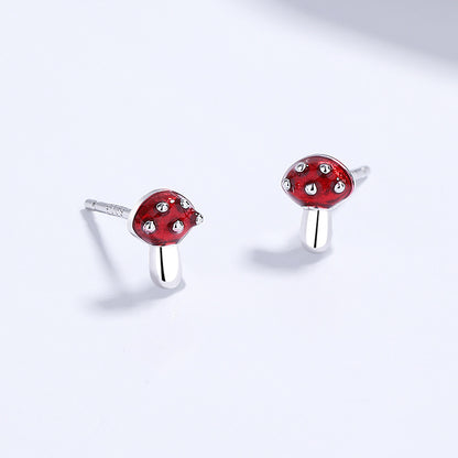 925 Sterling Silver Mushroom Personalized Earrings