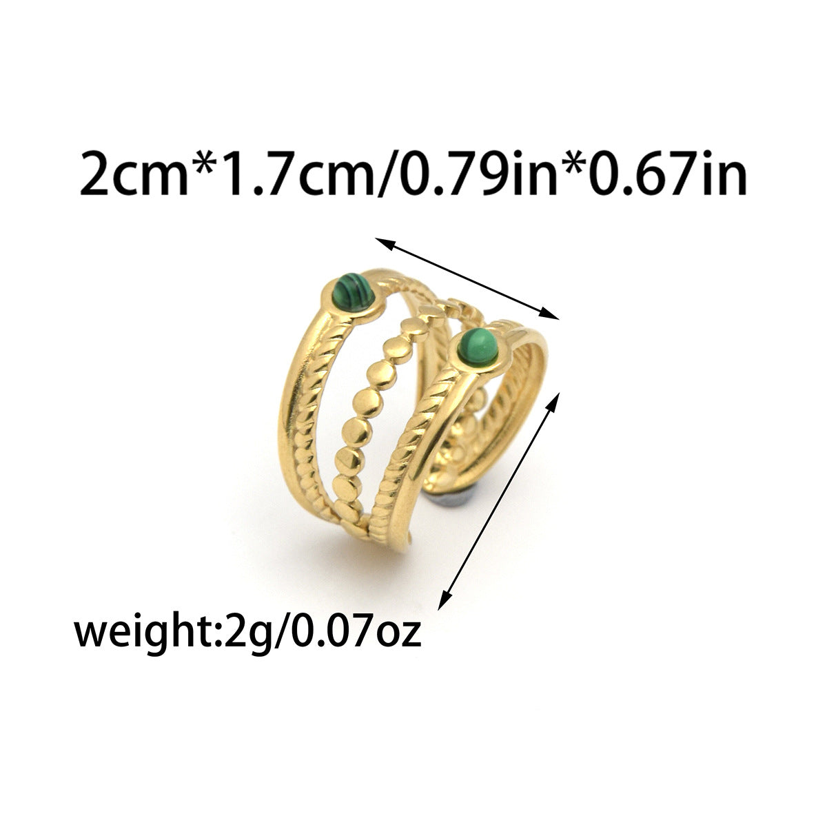 Natural Stone Multi-layer Open Ring Advanced Stainless Steel Ring