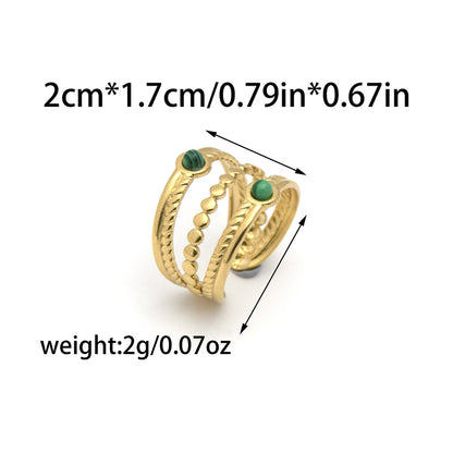 Natural Stone Multi-layer Open Ring Advanced Stainless Steel Ring