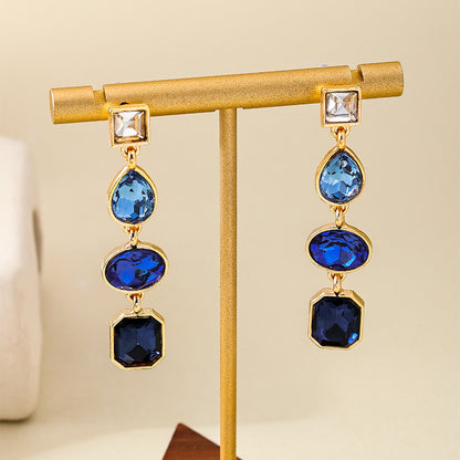 Women's Rhinestone Ear Studs in Louisiana | Geometric Water Drop