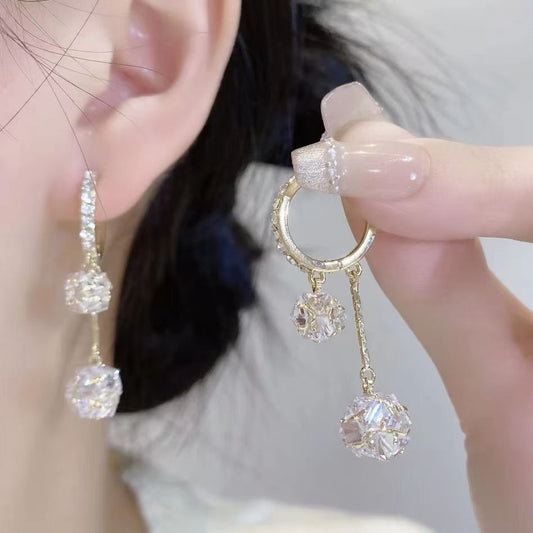 Tassel Ball Exquisite Rhinestone Ball Confession Trendy Earrings