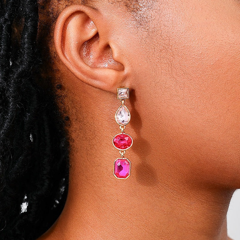 Women's Rhinestone Ear Studs in Louisiana | Geometric Water Drop