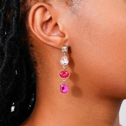 Women's Rhinestone Ear Studs in Louisiana | Geometric Water Drop