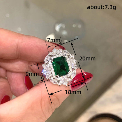 Full Diamond Inlaid Rectangular Rhinestone Flower Ear Studs