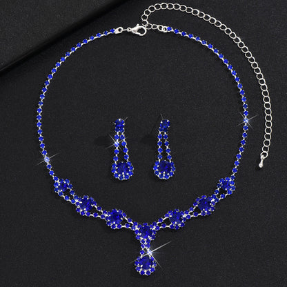 Hot Selling Simple High-grade Rhinestone Crystal Necklace Earrings