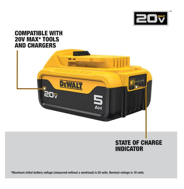 DEWALT 20V MAX XR 5Ah Lithium-Ion Battery Pack