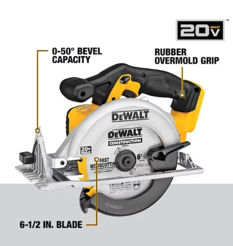 DEWALT 20V MAX 6-1/2 in Cordless Circular Saw (Battery Not Included and Charger Not Included)