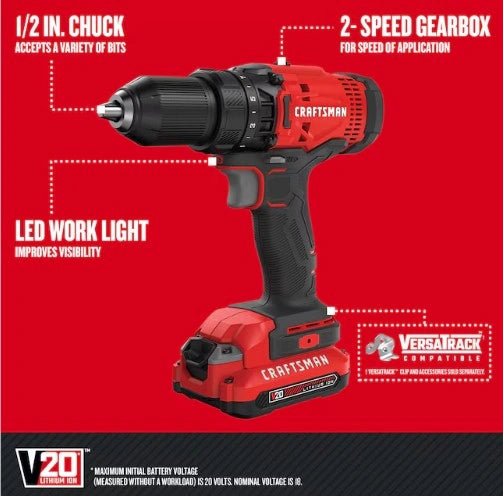 CRAFTSMAN V20 4-Tool Cordless Combo Kit with Batteries (2-Batteries and Charger Included)