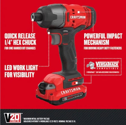 CRAFTSMAN V20 4-Tool Cordless Combo Kit with Batteries (2-Batteries and Charger Included)