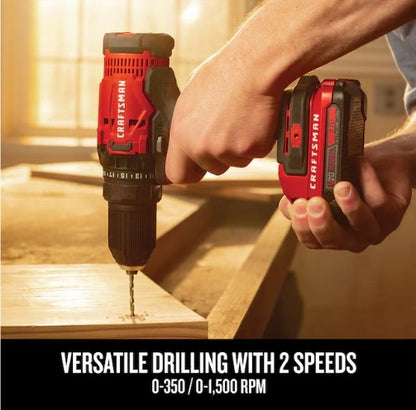 CRAFTSMAN V20 4-Tool Cordless Combo Kit with Batteries (2-Batteries and Charger Included)