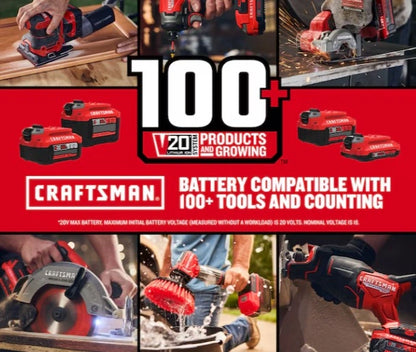 CRAFTSMAN V20 4-Tool Cordless Combo Kit with Batteries (2-Batteries and Charger Included)