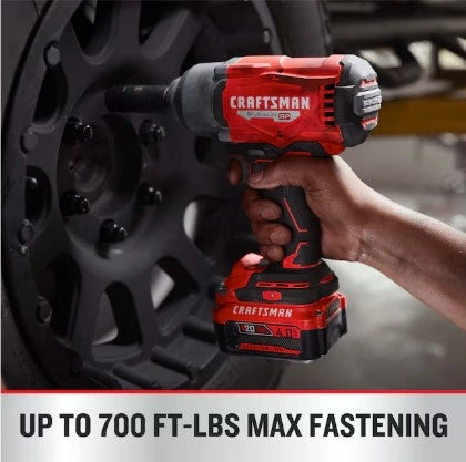 CRAFTSMAN V20 Brushless 1/2-in Cordless Impact Wrench Kit (Battery Included and Charger Included)